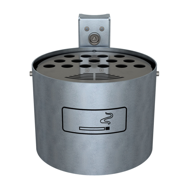 Round ashtray for fixing on walls or posts | hot dipped galvanized | without standingpost